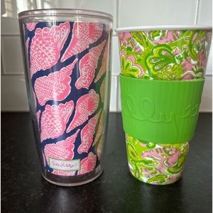EUC Lilly Pulitzer travel cups. Set of 2